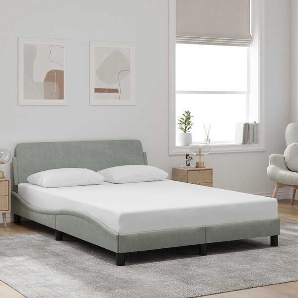 vidaXL Bedframe zonder matras 120x200 cm fluweel lichtgrijs