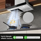 TopStrong Afzuigkap 60 cm, afzuigkap convectie/afvoerlucht, afzuigkap met 700 m³/h luchtstroom, afzuigkap 60 cm roestvrij staal, 9 standen soft touch-besturing en 2 W ledlicht