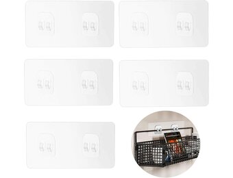 Luxiremi 4 stuks dubbele badkamerstickers, waterdichte sterke zelfklevende haken, geen schade aan de muur, zelfklevende douchecaddy vervangingshaken, geschikt badkamerrek zonder boren