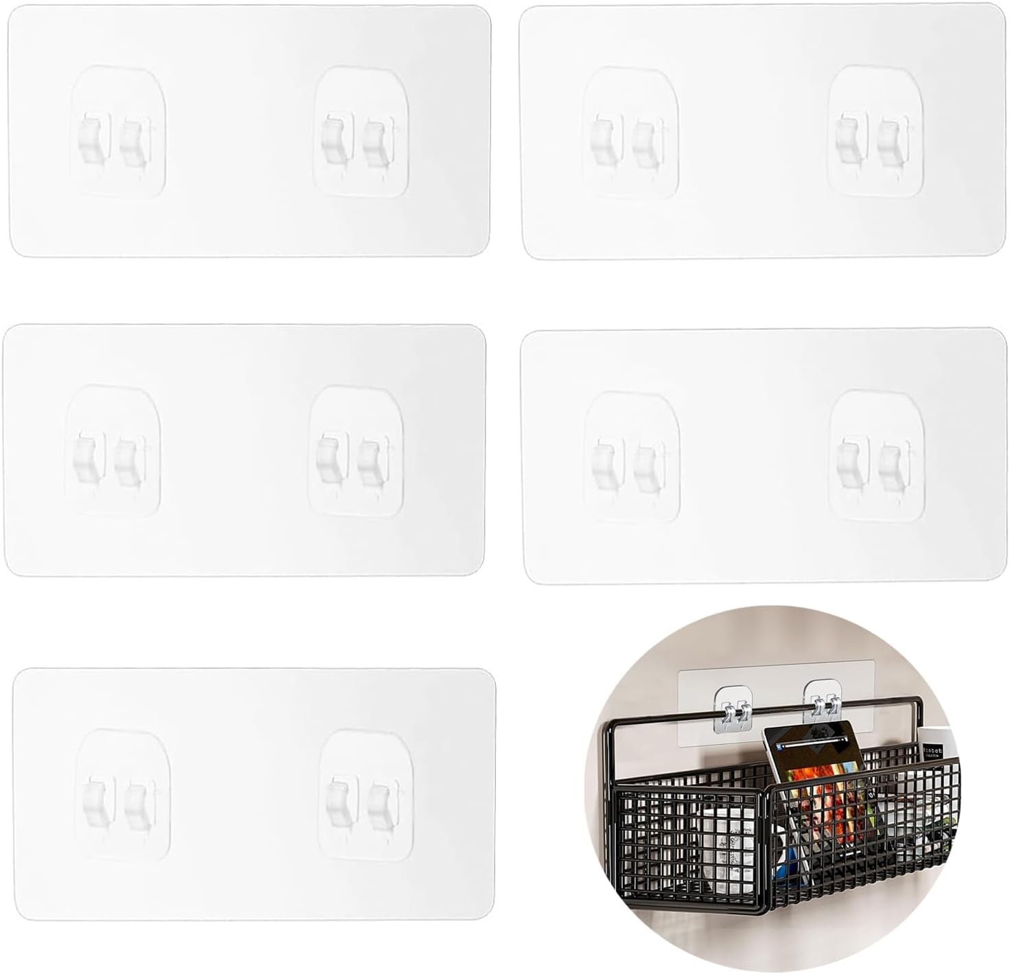 Luxiremi 4 stuks dubbele badkamerstickers, waterdichte sterke zelfklevende haken, geen schade aan de muur, zelfklevende douchecaddy vervangingshaken, geschikt badkamerrek zonder boren