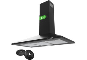 90cm RVS Zwarte Afzuigkap Piramidevorm | A++ | 370m³/u | 59% Korting