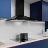 CIARRA CBCB9201 A++ Afzuigkap 90 cm, 370m³/u 3 standen,roestvrij staal, piramidevormig wandmodel,afvoervariant en recirculatie afzuigkap met koolstoffilter CBCF002, zwart