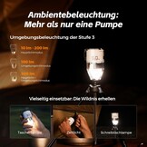 FLEXTAILGEAR MAX Pump 3 draagbare luchtpomp, 5,0 kPa, verlichting, USB-opladen voor het opblazen en legen van zwemhulpen, luchtbedden en zwemringen, vacuümopbergzak