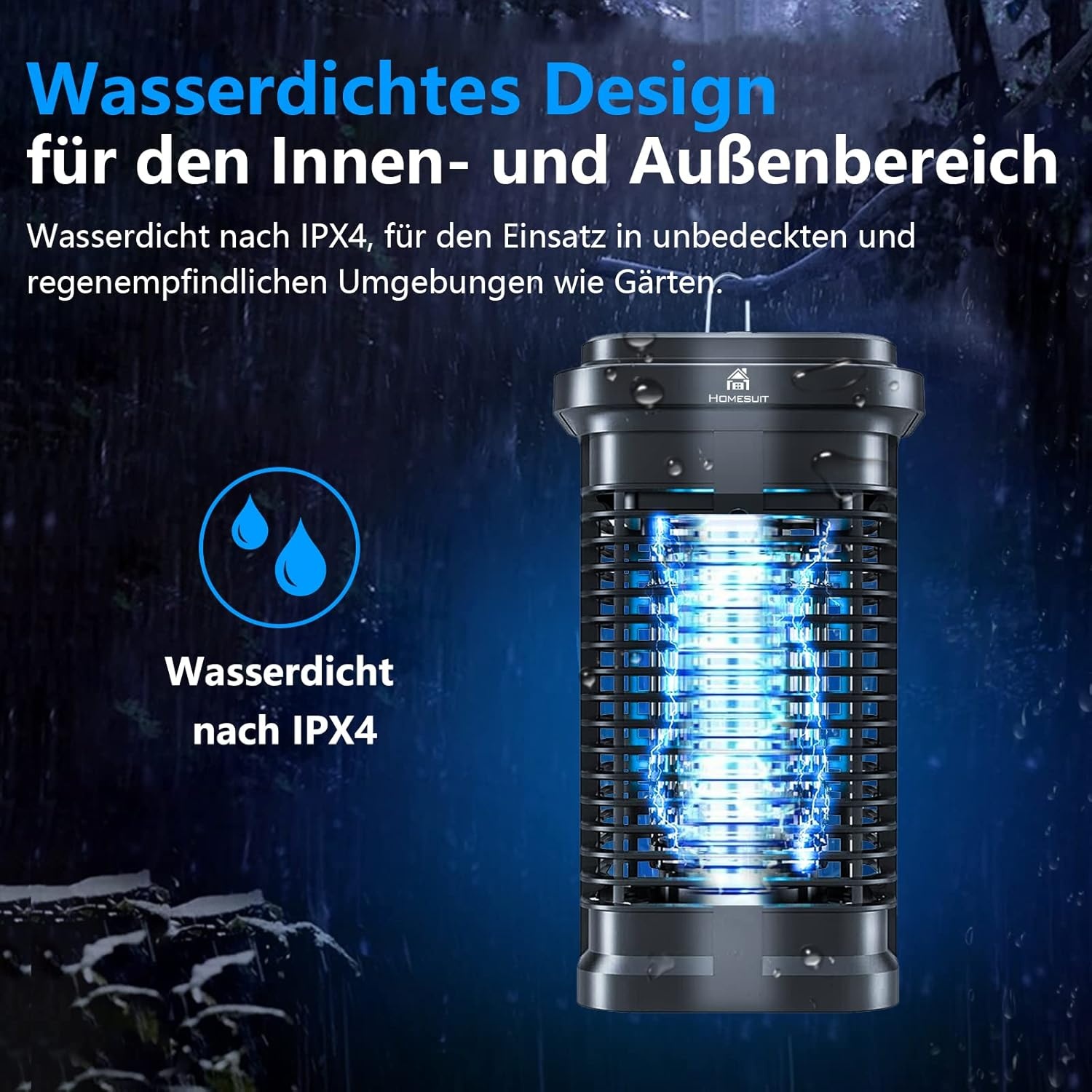 Homesuit Vliegenval, elektrische insectenverdelger, muggenlamp, muggenafweer, outdoor, 20 W, 4000 V, elektrische muggenzapper, effectief voor het verminderen van vliegende insecten voor binnen