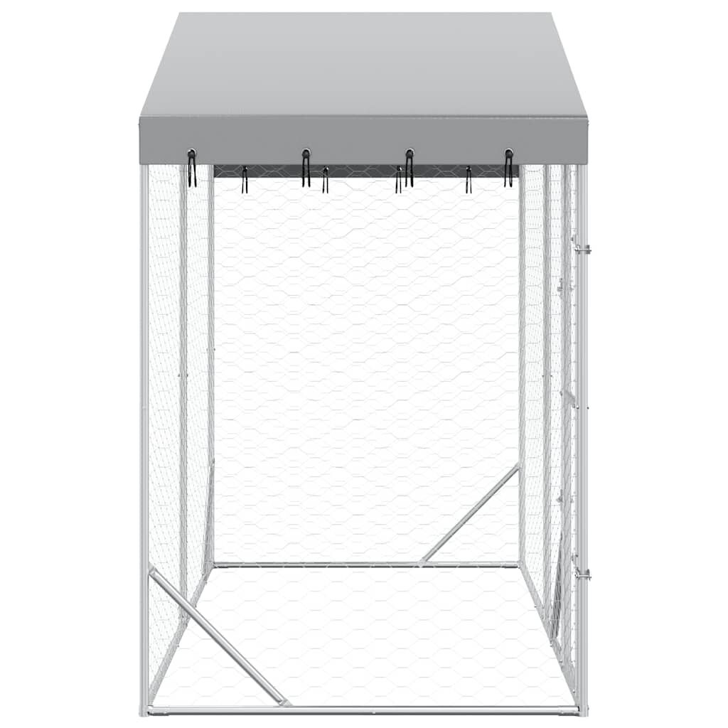 vidaXL Hondenkennel met dak 3x1,5x2,5 m gegalvaniseerd staal zilver