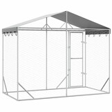 vidaXL Hondenkennel met dak 3x1,5x2,5 m gegalvaniseerd staal zilver