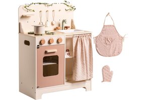 Houten Kinderkeuken Roze Crème | Met Schort & Lichtjes | 34% Korting