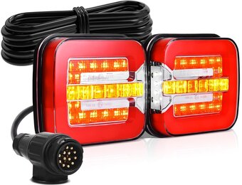 MICTUNING 12V LED Trailer Achterlicht Set met 13-Pins Plug, 7.5m Kabel, E9 Gecertificeerd, IP67 Waterdicht