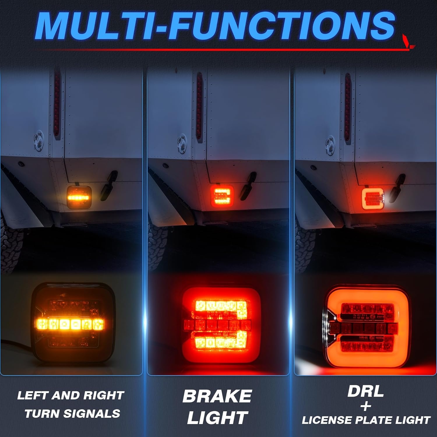 MICTUNING 12V LED Trailer Achterlicht Set met 13-Pins Plug, 7.5m Kabel, E9 Gecertificeerd, IP67 Waterdicht