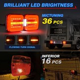 MICTUNING 12V LED Trailer Achterlicht Set met 13-Pins Plug, 7.5m Kabel, E9 Gecertificeerd, IP67 Waterdicht