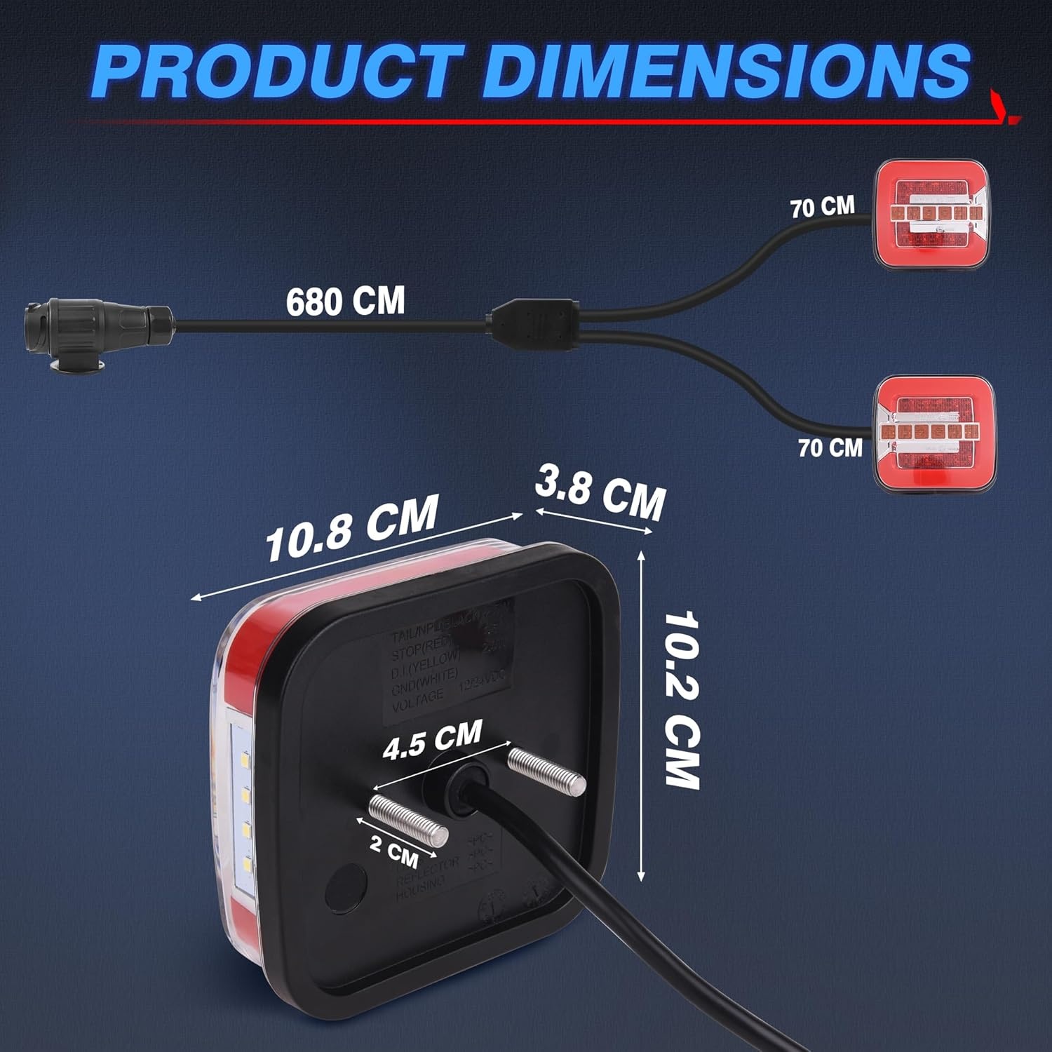 MICTUNING 12V LED Trailer Achterlicht Set met 13-Pins Plug, 7.5m Kabel, E9 Gecertificeerd, IP67 Waterdicht