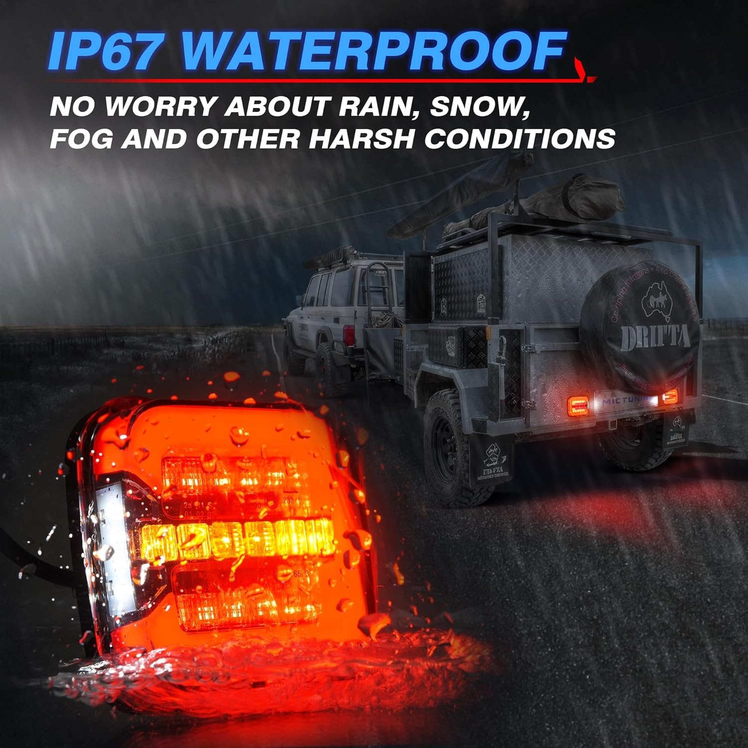 MICTUNING 12V LED Trailer Achterlicht Set met 13-Pins Plug, 7.5m Kabel, E9 Gecertificeerd, IP67 Waterdicht