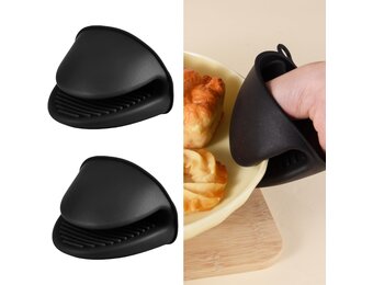Hittebestendige siliconen ovenwanten voor airfryer, bakken en barbecue - Zwart
