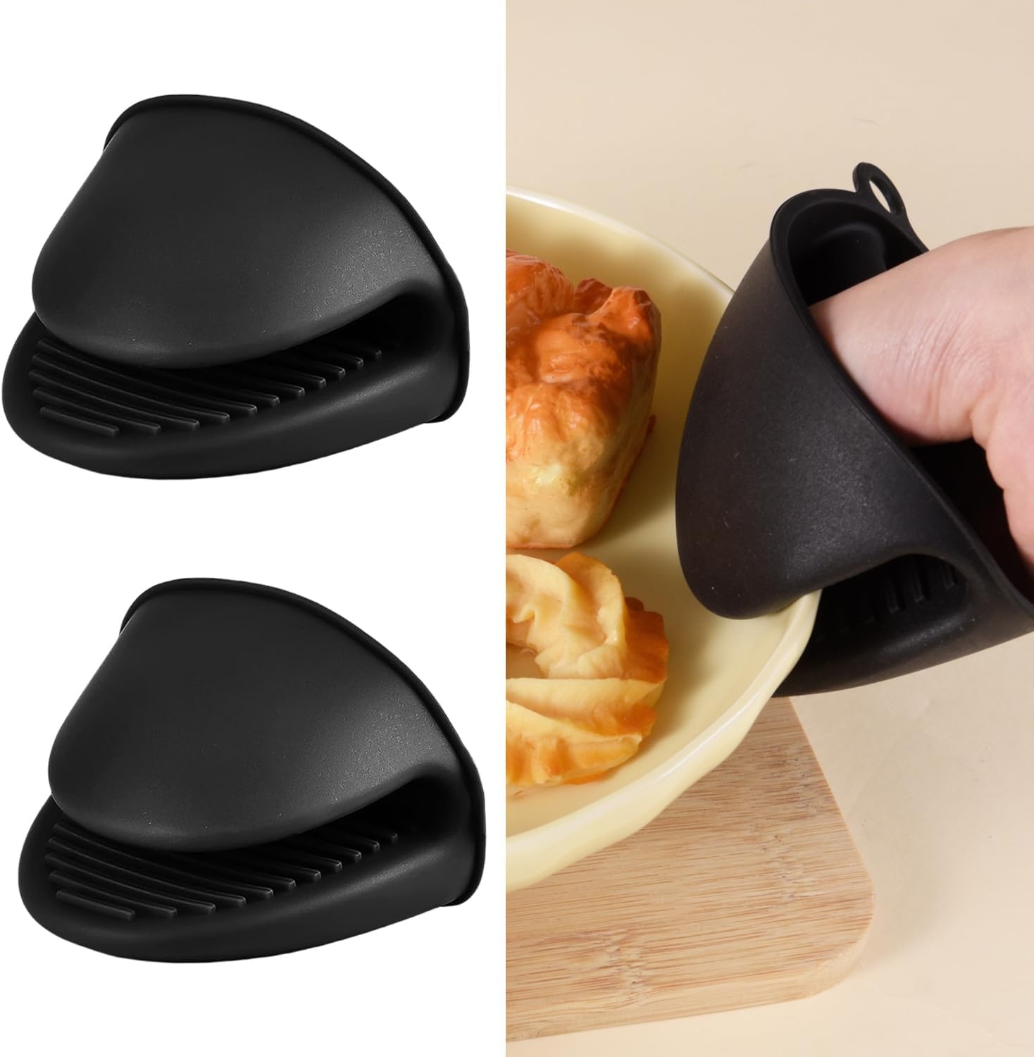 Hittebestendige siliconen ovenwanten voor airfryer, bakken en barbecue - Zwart