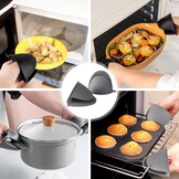 Hittebestendige siliconen ovenwanten voor airfryer, bakken en barbecue - Zwart
