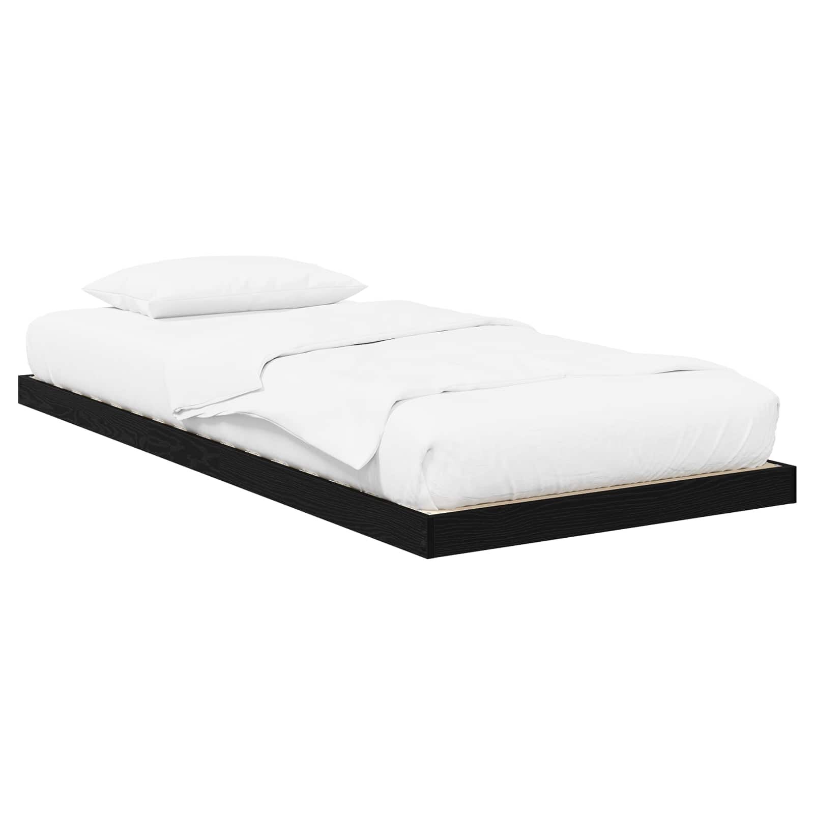 vidaXL Vloer bedframe Zwart Eiken 90 x 200 cm Bewerkt hout
