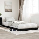 vidaXL Vloer bedframe Zwart Eiken 90 x 200 cm Bewerkt hout