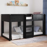 vidaXL Vloer bedframe Zwart Eiken 90 x 200 cm Bewerkt hout
