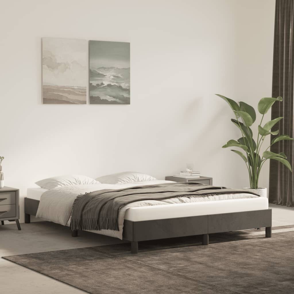 vidaXL Bedframe zonder matras 140x190 cm fluweel donkergrijs
