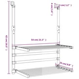 vidaXL Droogrek voor balkon 54x25x42 cm aluminium