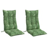 vidaXL Stoelkussens 2 st hoge rug bladpatroon oxford stof