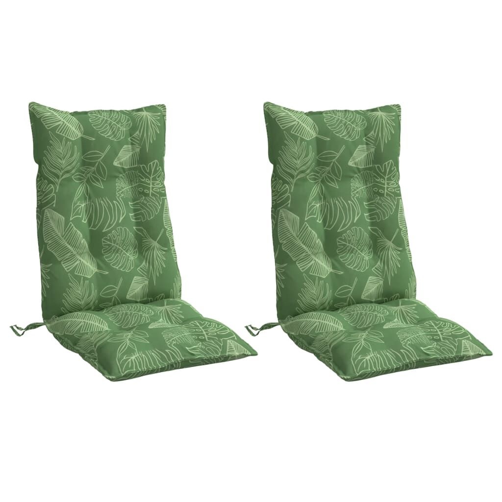 vidaXL Stoelkussens 2 st hoge rug bladpatroon oxford stof