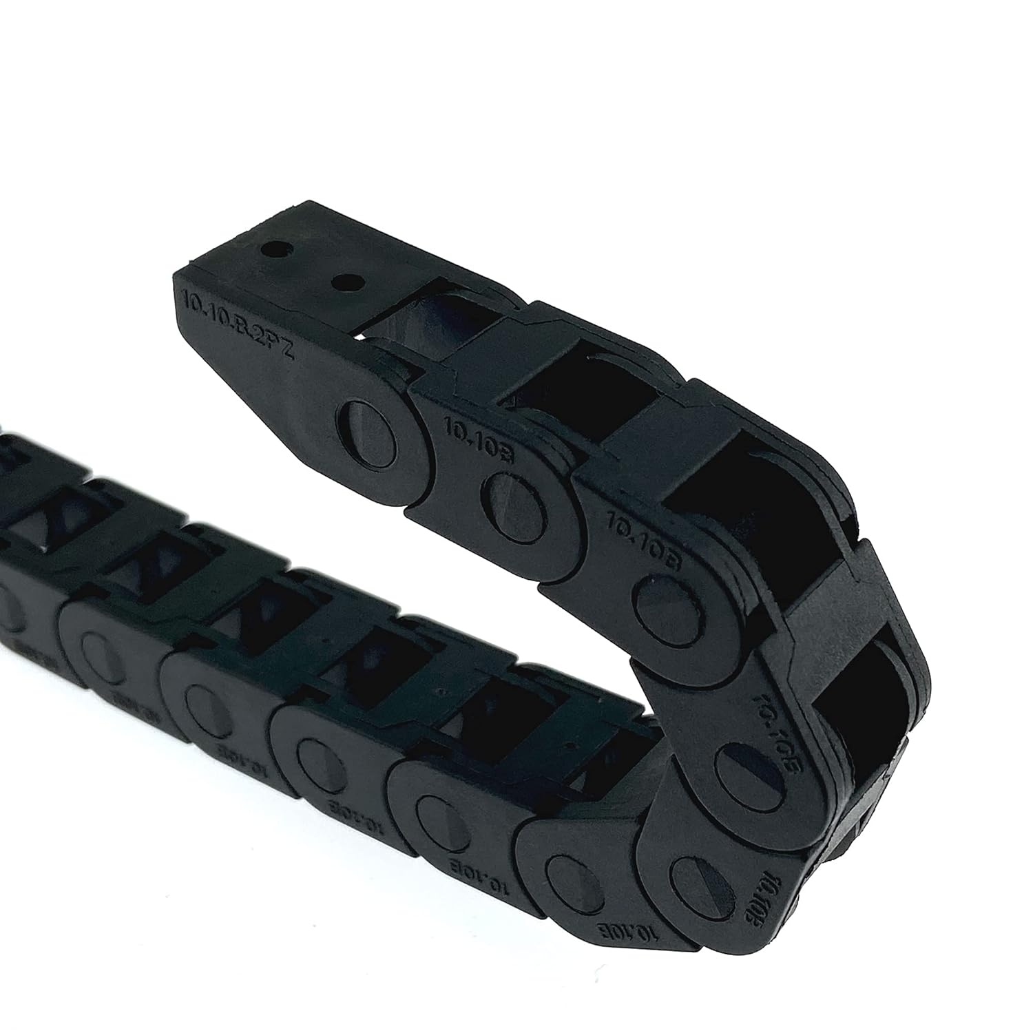 Mini-sleepketting, binnenafmetingen 10 x 10 mm, serielengte 1000 mm, versterkte nylon band-eindconnector, geschikt voor 3D-printers en CNC (R18, 10 x 10)
