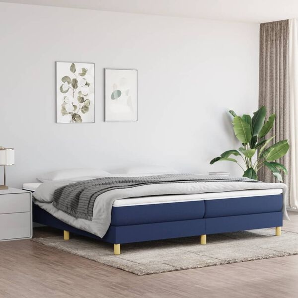 vidaXL Bedframe zonder matras stof blauw 200x200 cm