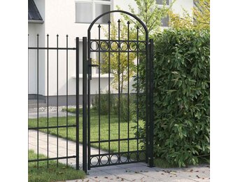 vidaXL Poort met gebogen bovenkant 89x200 cm staal zwart