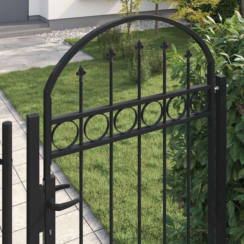 vidaXL Poort met gebogen bovenkant 89x200 cm staal zwart