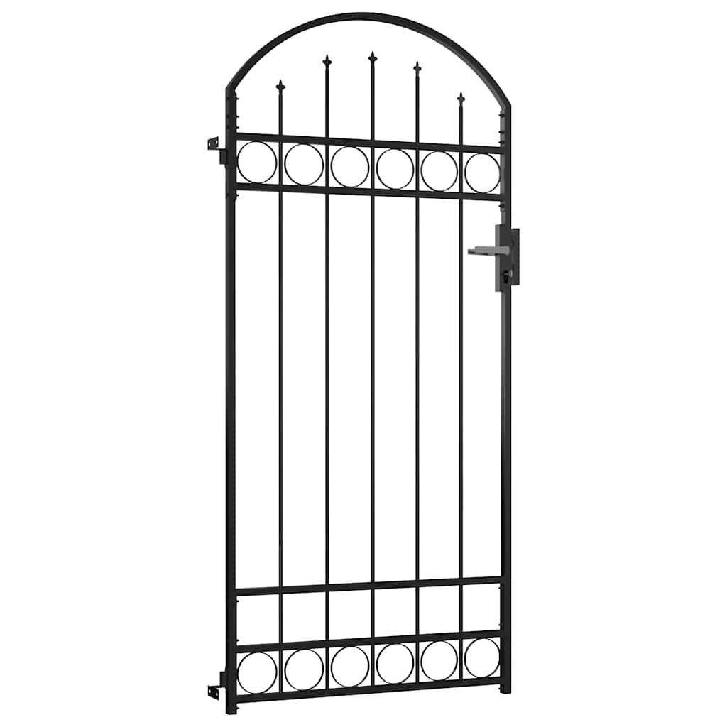 vidaXL Poort met gebogen bovenkant 89x200 cm staal zwart