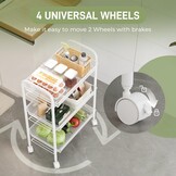 WELDUN Opbergwagen met 3 niveaus, rollende kar, keukenopbergwagen, metalen badkamerwagen, draagbaar, stabiel en eenvoudig te monteren, slaapkamer, keuken, badkamer, woonkamer, opbergwagen, metaal, wit