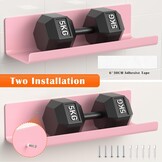 WELDUN Zwevende planken, set van 2 wandplanken, afbeelding rand display, decoratieve wandplanken voor woonkamer, slaapkamer, badkamer, keuken, thuiskantoor, wasruimte, kunststof, roze