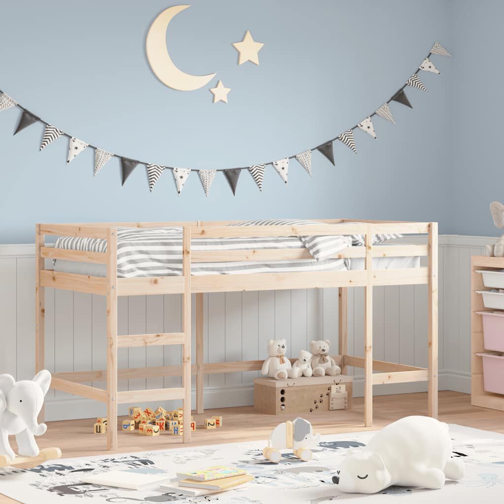 vidaXL Kinderhoogslaper met ladder 90x190 cm massief grenenhout