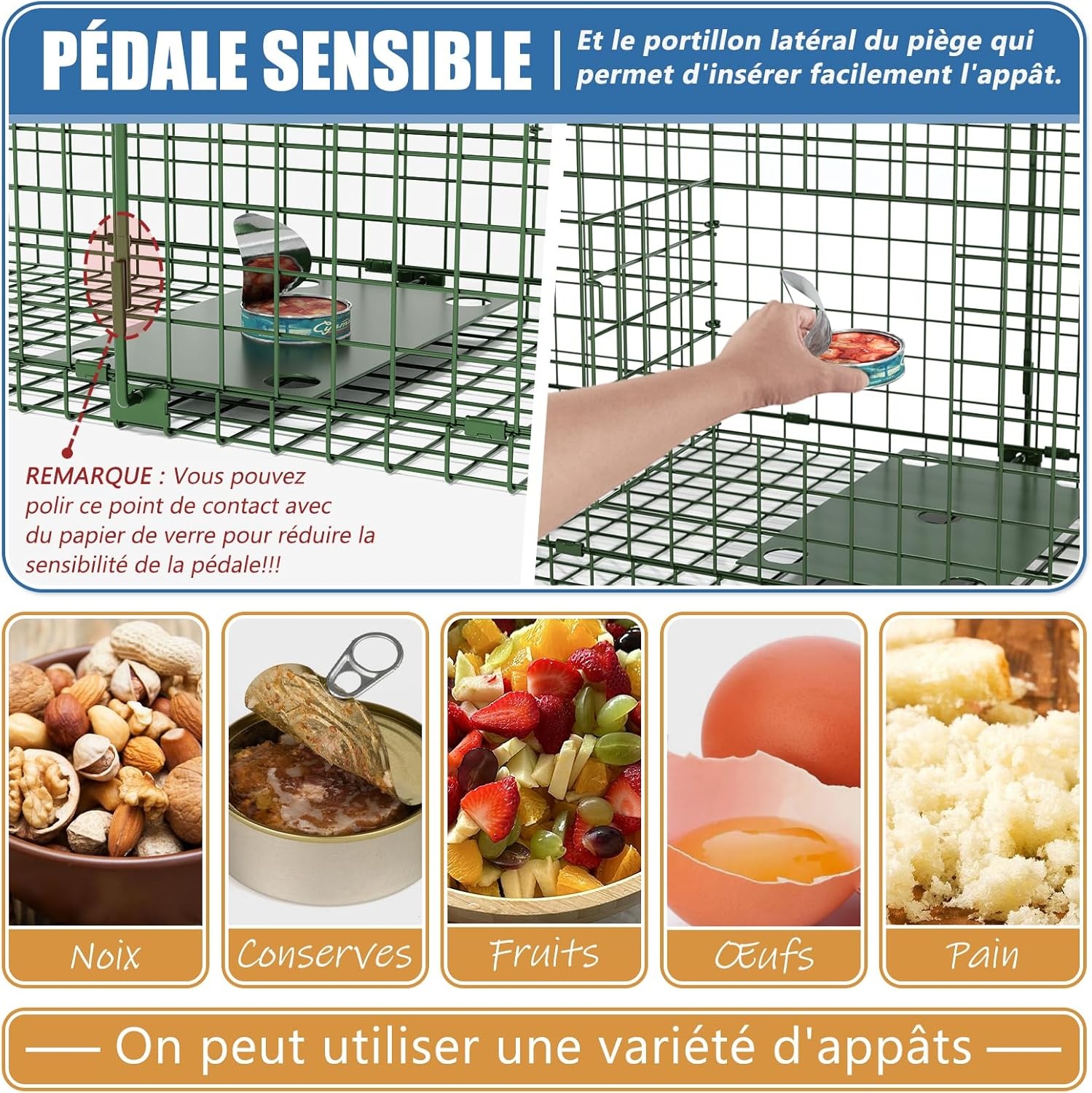 Dierenval 100 X 29 X 31.5 cm Foldable herbruikbare animal trap, Muizenval, voor muis, knaagdieren, katten, vossen, wasbeer, weasel vangst,vangkooi