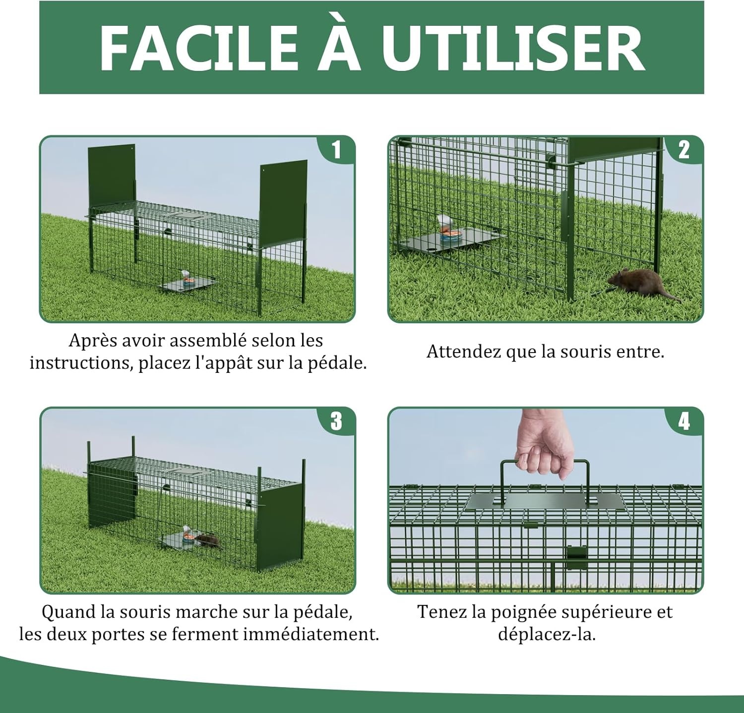 Dierenval 100 X 29 X 31.5 cm Foldable herbruikbare animal trap, Muizenval, voor muis, knaagdieren, katten, vossen, wasbeer, weasel vangst,vangkooi