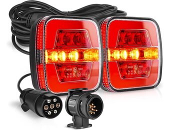 MICTUNING LED Achterlicht Set voor Anhänger - 7,5M Kabel, 2 Stekkers, E-keurmerk
