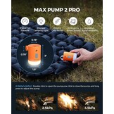 FLEXTAILGEAR Elektrische luchtpomp Max Pump 2 Pro Draagbaar 4,5 kPa met oplaadbare 3600 mAh batterij, inflator met verstelbare campinglantaarn voor zwembadzwemmers Luchtbed Luchtmatras Zwemring Oranje