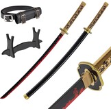 Cosplay-zwaard, bamboe, anime, geïnspireerd op de katana's uit Daemon Slayer, 105 cm, hoofdrolspelers Hashira, een verscheidenheid aan stijlen (katanazwaard van Yoriichi Tsugikuni, JT10672)