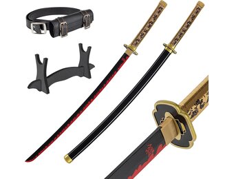 Cosplay-zwaard, bamboe, anime, geïnspireerd op de katana's uit Daemon Slayer, 105 cm, hoofdrolspelers Hashira, een verscheidenheid aan stijlen (katanazwaard van Yoriichi Tsugikuni, JT10672)