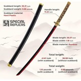Cosplay-zwaard, bamboe, anime, geïnspireerd op de katana's uit Daemon Slayer, 105 cm, hoofdrolspelers Hashira, een verscheidenheid aan stijlen (katanazwaard van Yoriichi Tsugikuni, JT10672)