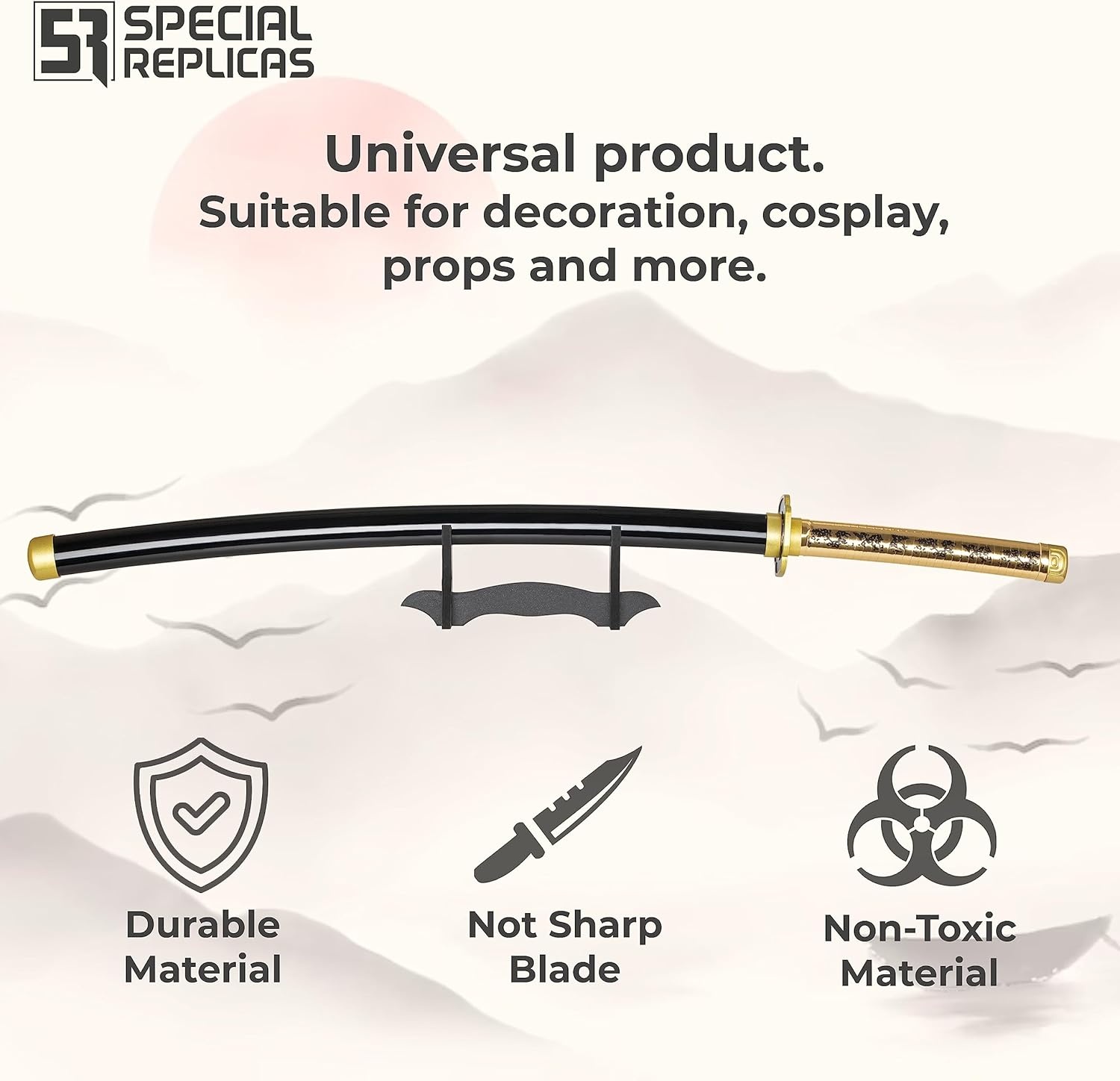 Cosplay-zwaard, bamboe, anime, geïnspireerd op de katana's uit Daemon Slayer, 105 cm, hoofdrolspelers Hashira, een verscheidenheid aan stijlen (katanazwaard van Yoriichi Tsugikuni, JT10672)