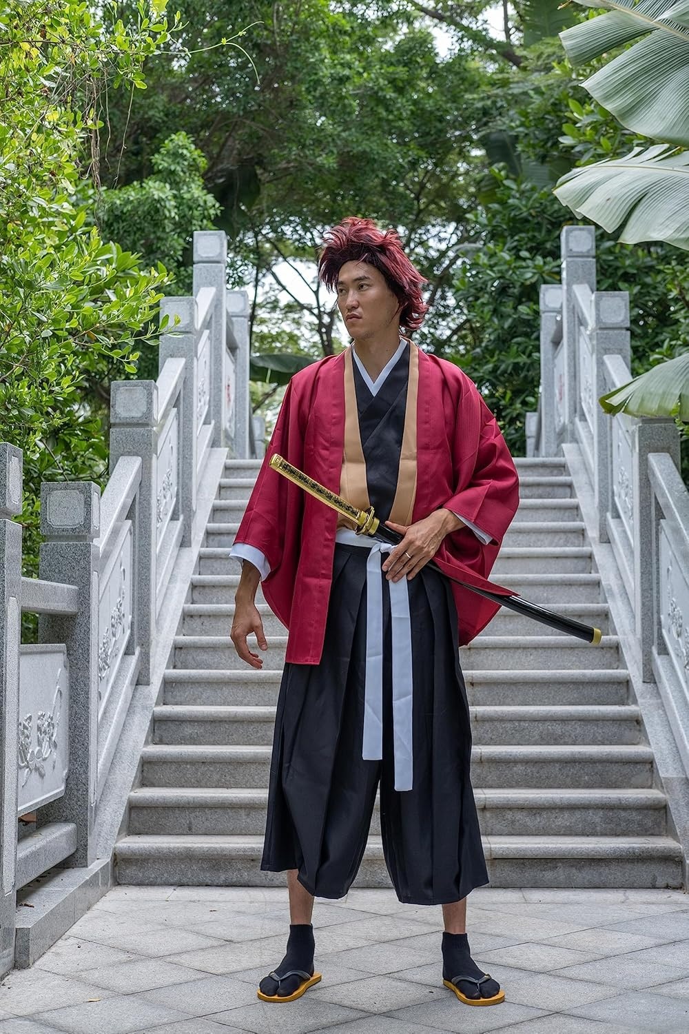 Cosplay-zwaard, bamboe, anime, geïnspireerd op de katana's uit Daemon Slayer, 105 cm, hoofdrolspelers Hashira, een verscheidenheid aan stijlen (katanazwaard van Yoriichi Tsugikuni, JT10672)