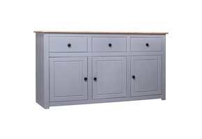 Dressoir massief grenenhout grijs - 135x40x80 cm - 64% korting