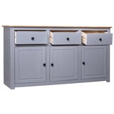 vidaXL Dressoir Panama Range 135x40x80 cm massief grenenhout grijs