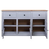 vidaXL Dressoir Panama Range 135x40x80 cm massief grenenhout grijs