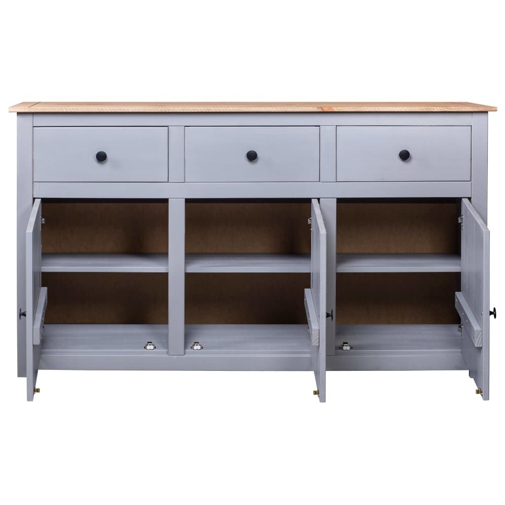 vidaXL Dressoir Panama Range 135x40x80 cm massief grenenhout grijs