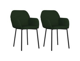 vidaXL Eetkamerstoelen 2 st fluweel donkergroen