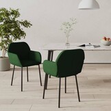 2x Donkergroene Fluwelen Eetkamerstoelen (61% korting)