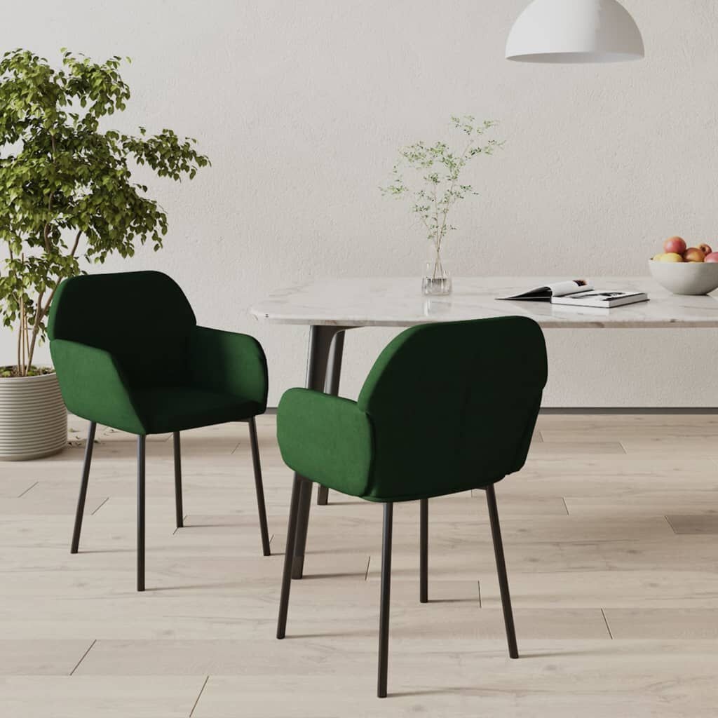 2x Donkergroene Fluwelen Eetkamerstoelen (61% korting)